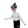 Girls' thickened base layer shirt 2023 Winter new style Children's German velvet little baby stylish semi-high neck thickened top, trendy Item Picture